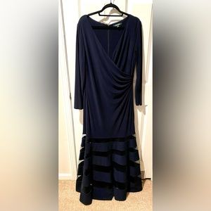 Ralph Lauren navy long sleeve gown